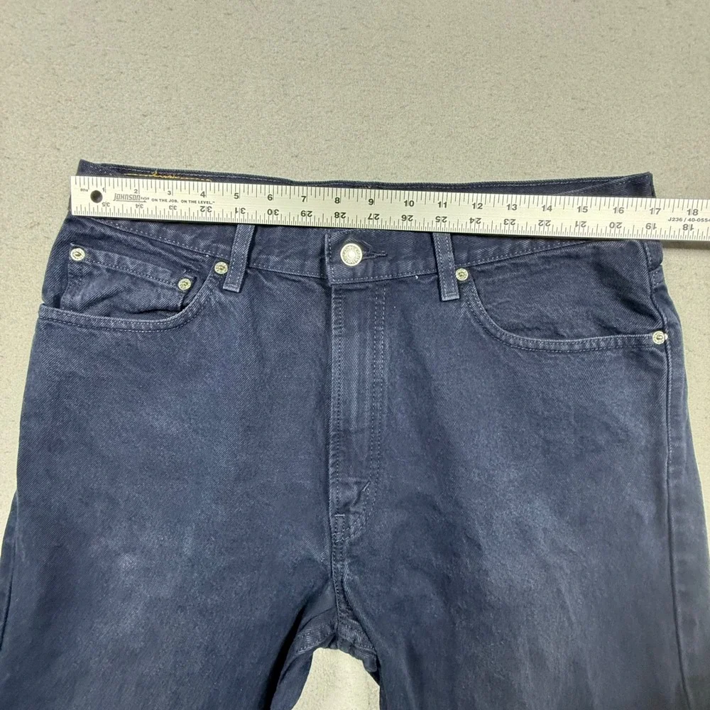 Levis 505 Regular Fit Jeans Mens 36x32 Navy Blue Dark Wash Straight Leg Denim